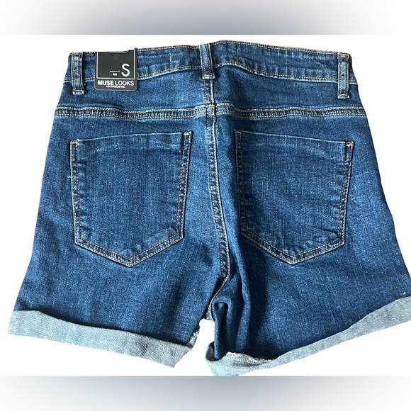Muse Looks Shorts MLSP-0299 - Dark Skinny Denim Distressed, New with Tags - Picture 3 of 3